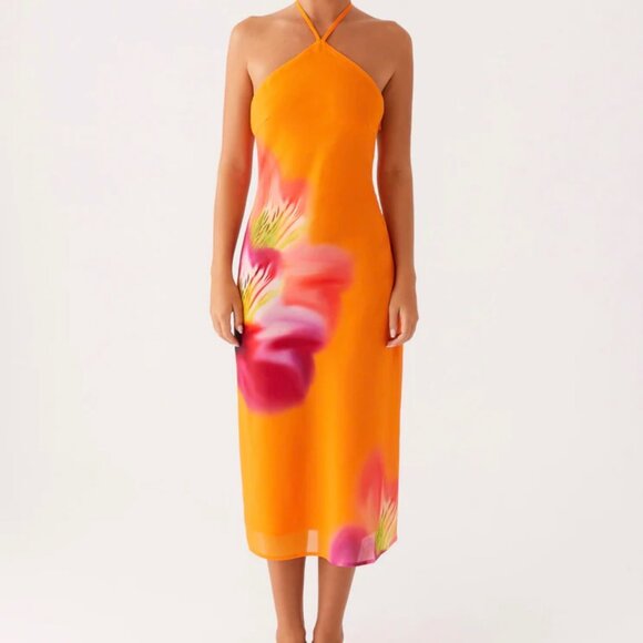 Peppermayo Exclusive - Kea Midi Dress - Orange Tropica (NEUF) - Picture 3 of 3